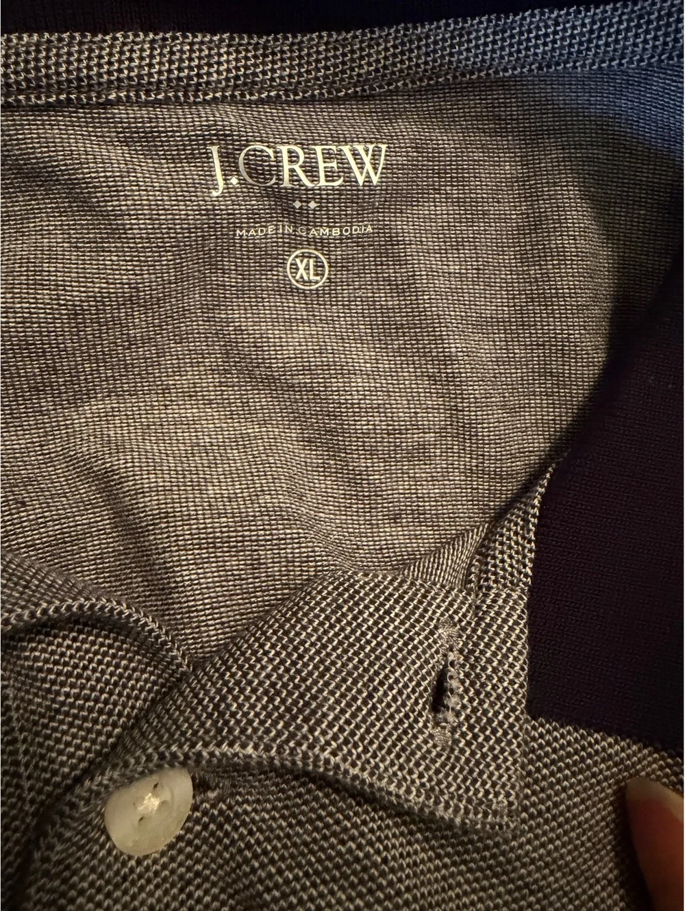 J.Crew Men's Polo Shirt XL Gray with Navy Collar and Cuffs